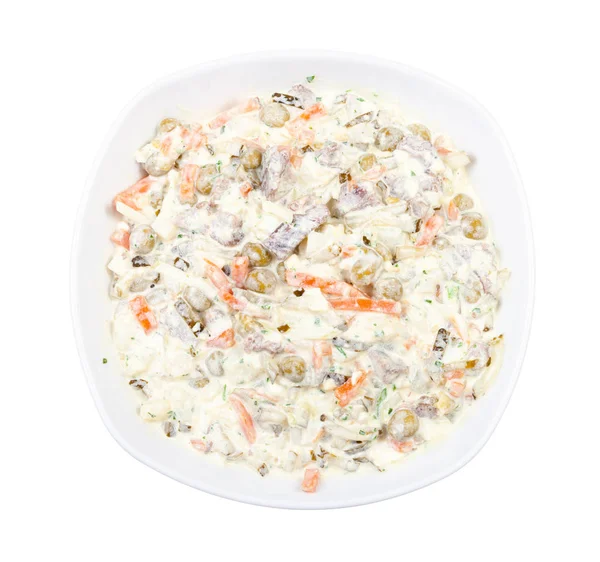 Top view of portion of russian Olivier salad — 스톡 사진