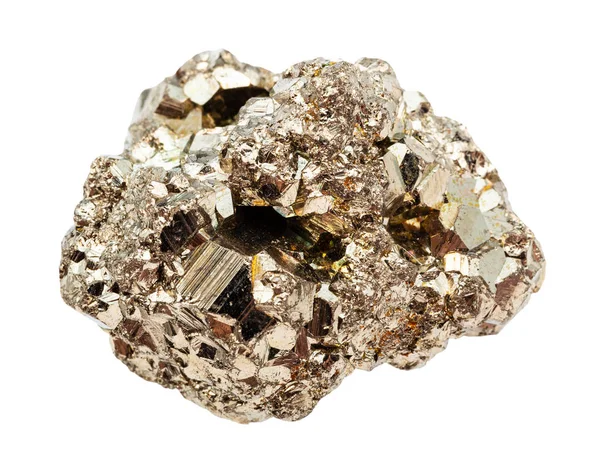Raw crystalline Pyrite (fools gold) stone isolated — Stock Photo, Image