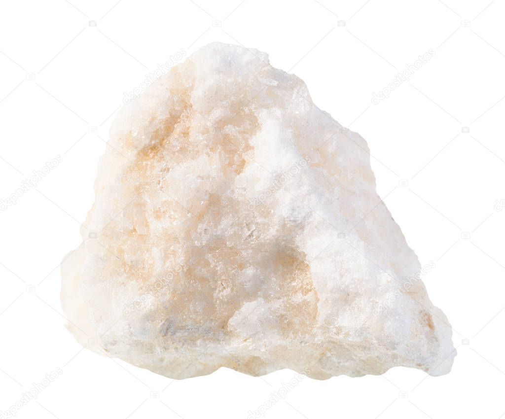 unpolished Anhydrite rock isolated on white