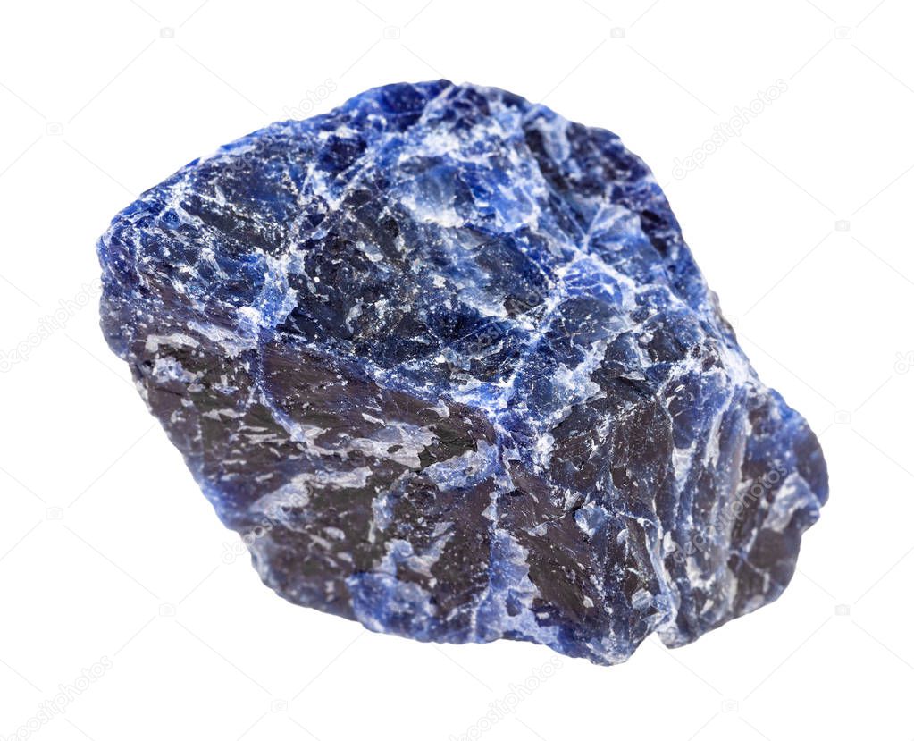 raw Sodalite rock isolated on white