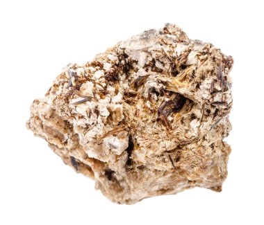 Çiğ Astrofilit kayası beyaza izole edilmiş.