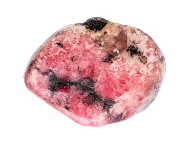 tumbled Rhodonite gem isolated on white clipart