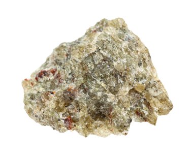 kaba Olivine kayası beyaza izole edilmiş.