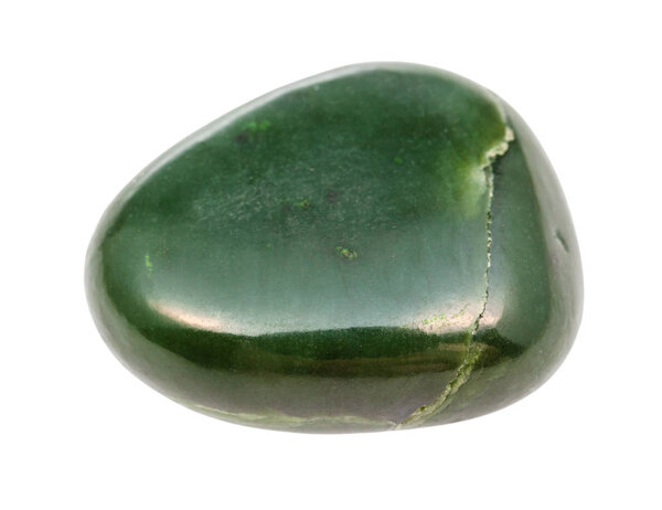 polished Nephrite (green jade) gemstone isolated