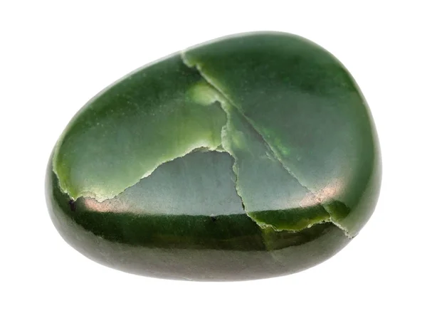 Edelstein aus poliertem Nephrit (grüne Jade) isoliert — Stockfoto