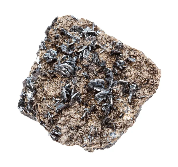 Magnetietkristallen (lodestone) in geïsoleerde matrix — Stockfoto