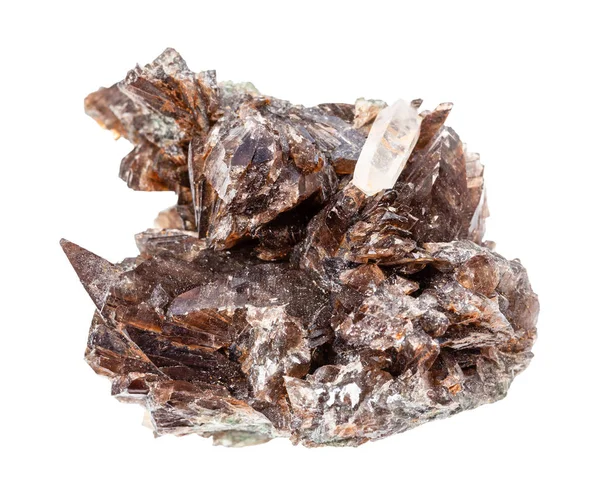 Druse aus Axinitkristallen isoliert auf weiß — Stockfoto