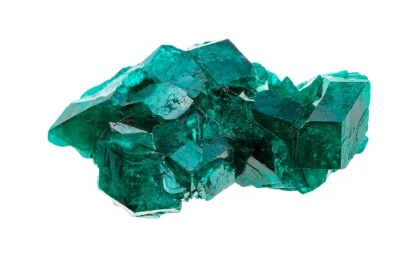 Ruwe smaragdgroene Dioptasekristallen geïsoleerd — Stockfoto