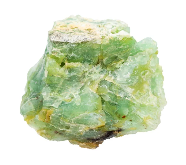 Τραχύς βράχος Chrysopal (πράσινο οπάλιο) απομονωμένος — Φωτογραφία Αρχείου
