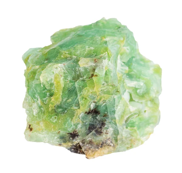 Ακατέργαστος βράχος Chrysopal (πράσινο οπάλιο) απομονωμένος — Φωτογραφία Αρχείου