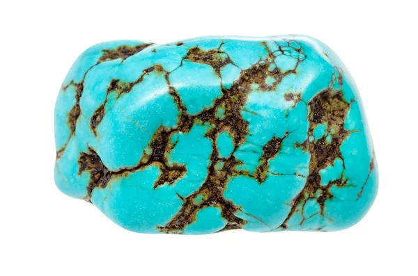 Rolled Turquenite gem stone isolated on white — Stock Photo, Image