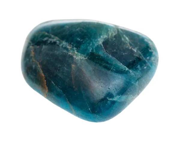 Gema azul pulido Apatite piedra aislada en blanco — Foto de Stock