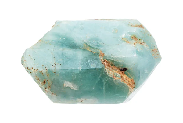 Hrubý světle modrý Apatite krystal izolovaný na bílém — Stock fotografie