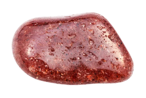 Tumbled rosso gemma avventurina isolato su bianco — Foto Stock
