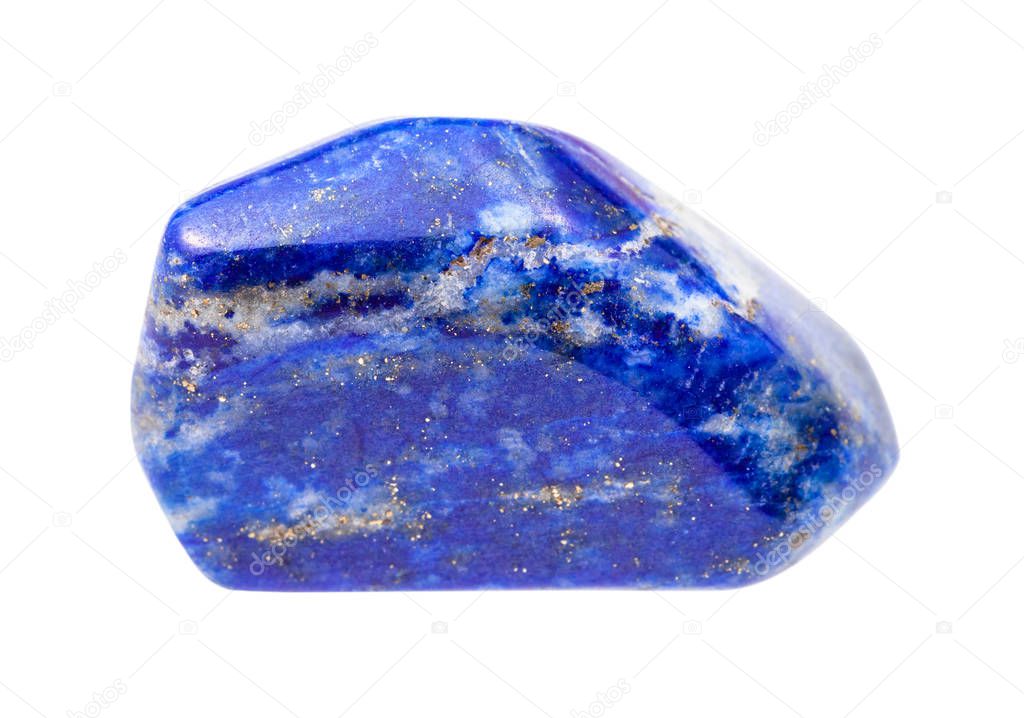 pebble of Lapis lazuli (Lazurite) gem isolated
