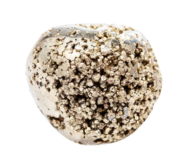 Rolled Pyrite (fool's gold) stone isolated — Stock Photo, Image