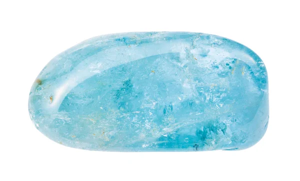 Tumlade Aquamarine (blå beryl) pärla isolerad — Stockfoto