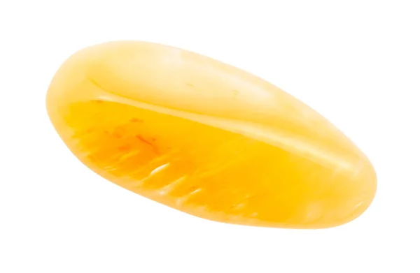 Gepolijst geel Chalcedony edelsteen geïsoleerd — Stockfoto