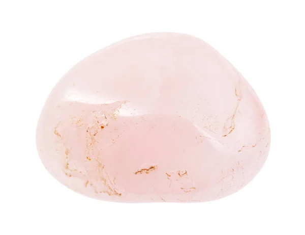 Piedra de gema de cuarzo rosa tumbled aislado en blanco — Foto de Stock
