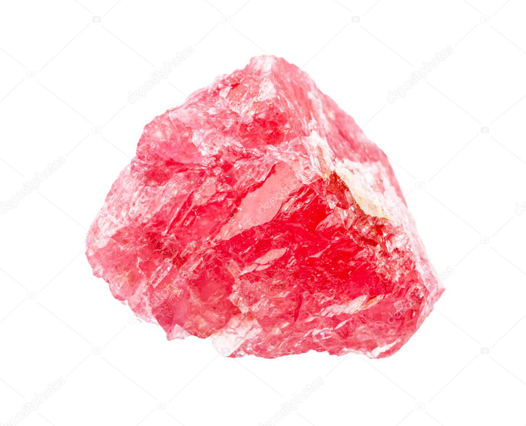rough crystal of Rhodonite isolated on white