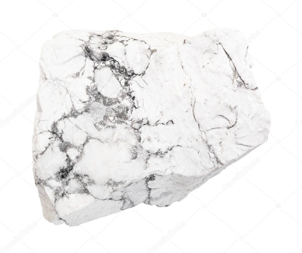 raw Howlite rock isolated on white