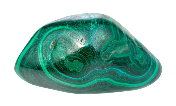 Pietra gemma Malachite lucidata isolata su bianco — Foto Stock