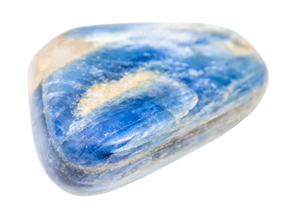 Piedra de gema cianita pulida aislada en blanco — Foto de Stock