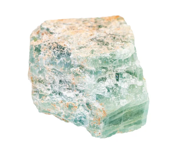 Cruda roca verde Apatita aislada en blanco — Foto de Stock