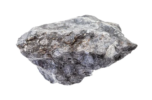 Rocha de basalto cinzenta crua isolada sobre branco — Fotografia de Stock