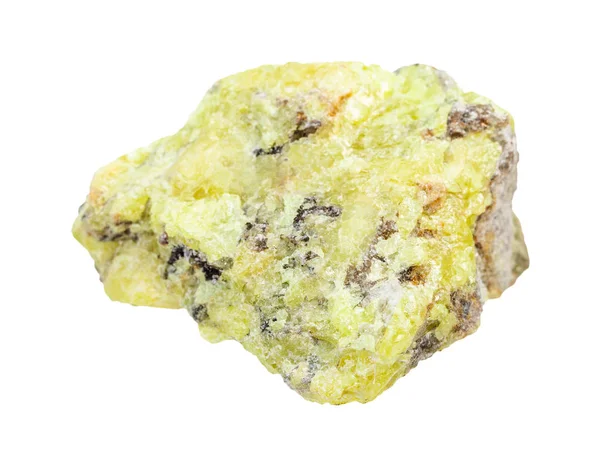 Rohschwefel (Schwefel) Gestein isoliert auf weiß — Stockfoto