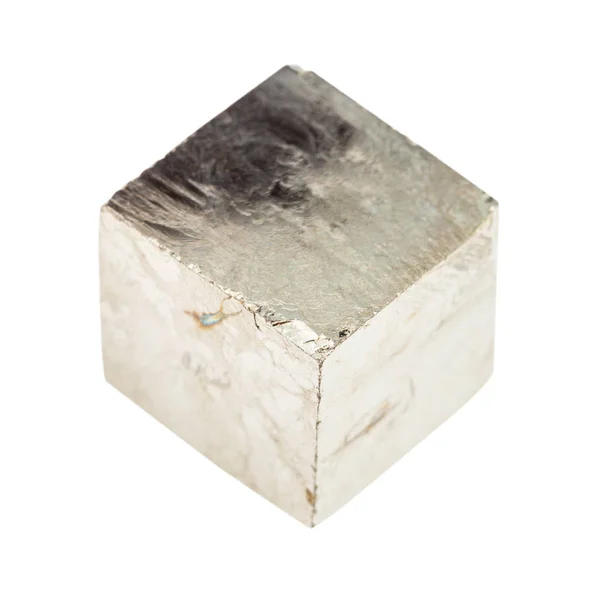 Enkel kristal van Pyriet geïsoleerd op wit — Stockfoto