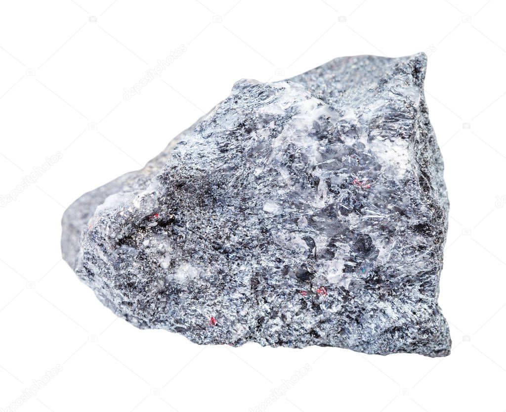 rough Stibnite (Antimonite) ore isolated on white