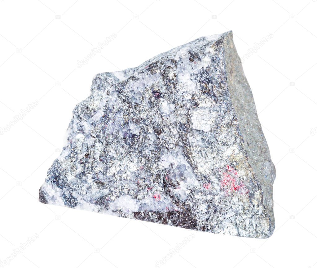 rough Stibnite (Antimonite) rock isolated on white