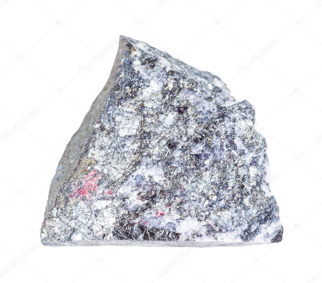 raw Stibnite (Antimonite) rock isolated on white