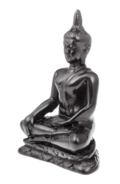 Typisk Alabaster Statyett Jorden Berörande Buddha Isolerad Vit Bakgrund — Stockfoto