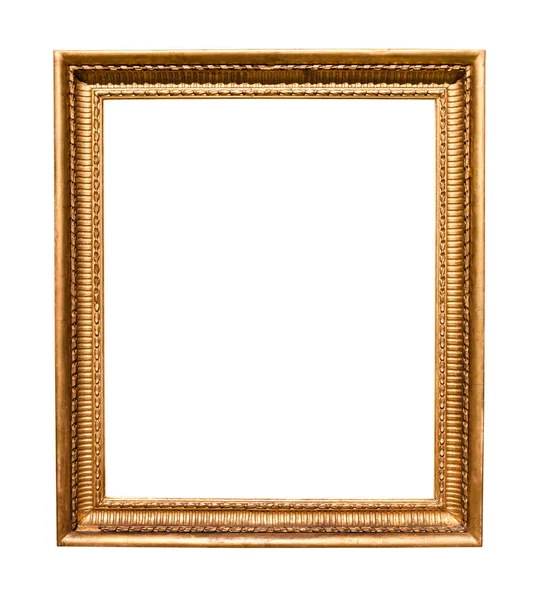 Vertical Vintage Wooden Painting Frame Cutout Canvas Isolated White Background — Stock Photo, Image