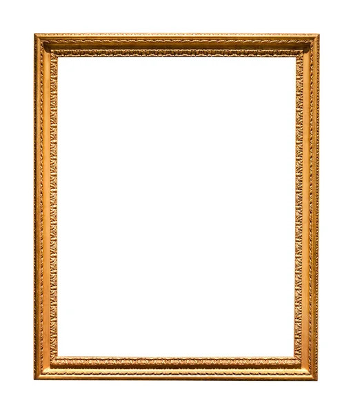 Vertical Narrow Old Picture Frame Cutout Canvas Isolated White Background — Stock Photo, Image