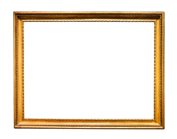 Horizontal Narrow Retro Wooden Picture Frame Cutout Canvas Isolated White — Stock Photo, Image