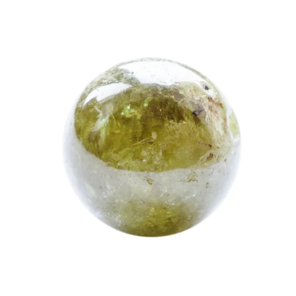 Polerad Rund Pärla Från Grossular Grön Granat Ädelsten Isolerad Vit — Stockfoto