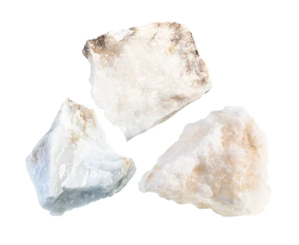 Beyaz Arka Planda Izole Edilmiş Çeşitli Anhidrite Kayaları — Stok fotoğraf
