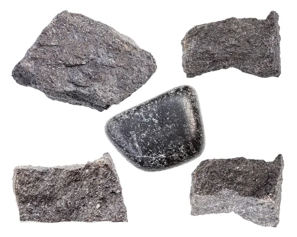 Set Various Chromite Rocks Isolated White Background — Stock Photo, Image