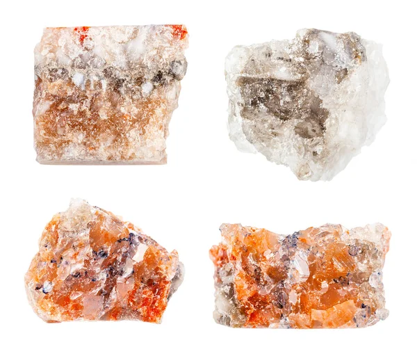 Set Various Rock Salt Halite Rocks Isolated White Background — Stock Photo, Image