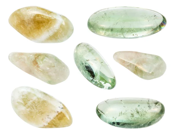 Conjunto Varias Piedras Preciosas Prasiolite Cuarzo Verde Aisladas Sobre Fondo —  Fotos de Stock