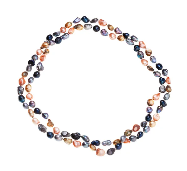 Top View Hand Crafted Necklace Colored River Pearls Beads Isolated — Stock Photo, Image