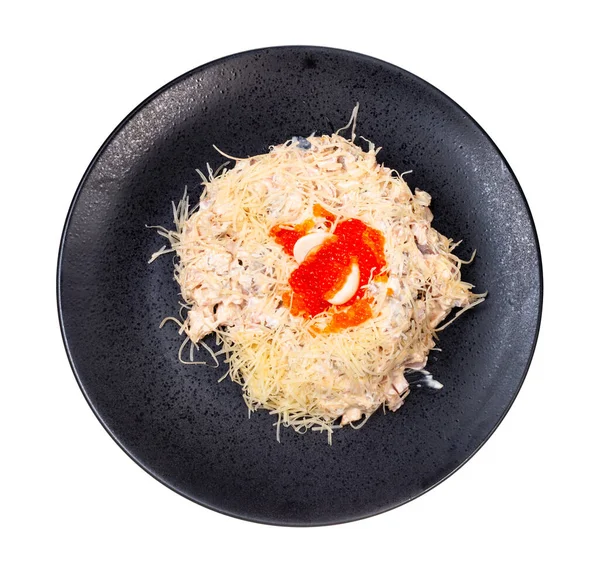 Vista Dall Alto Porzione Insalata Quail Nest Prosciutto Vitello Lingua — Foto Stock