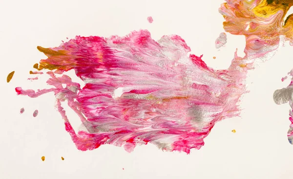 Pink Blot Acrylic Paint White Paper Close — Stock Photo, Image