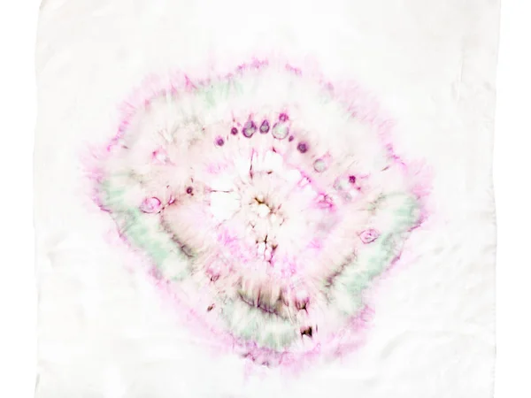 Detalhe Cachecol Seda Branca Com Padrão Abstrato Tie Dye Batik — Fotografia de Stock