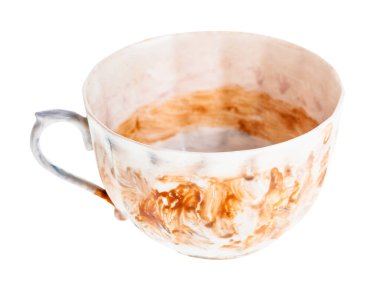 boş el boyalı porselen çay fincanı beyaz arka planda izole edildi