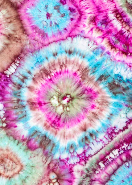 Abstract Bright Ornament Tie Dye Batik Technique Handpainted Silk Head — Stock Photo, Image