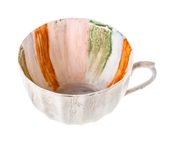 空手绘瓷制茶杯 白色背景隔离 — 图库照片